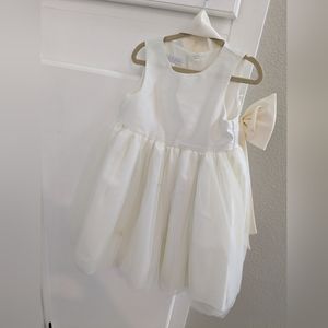 Pippa and Julie Ivory Flower girl with Custom Large satin Bow girls 2T